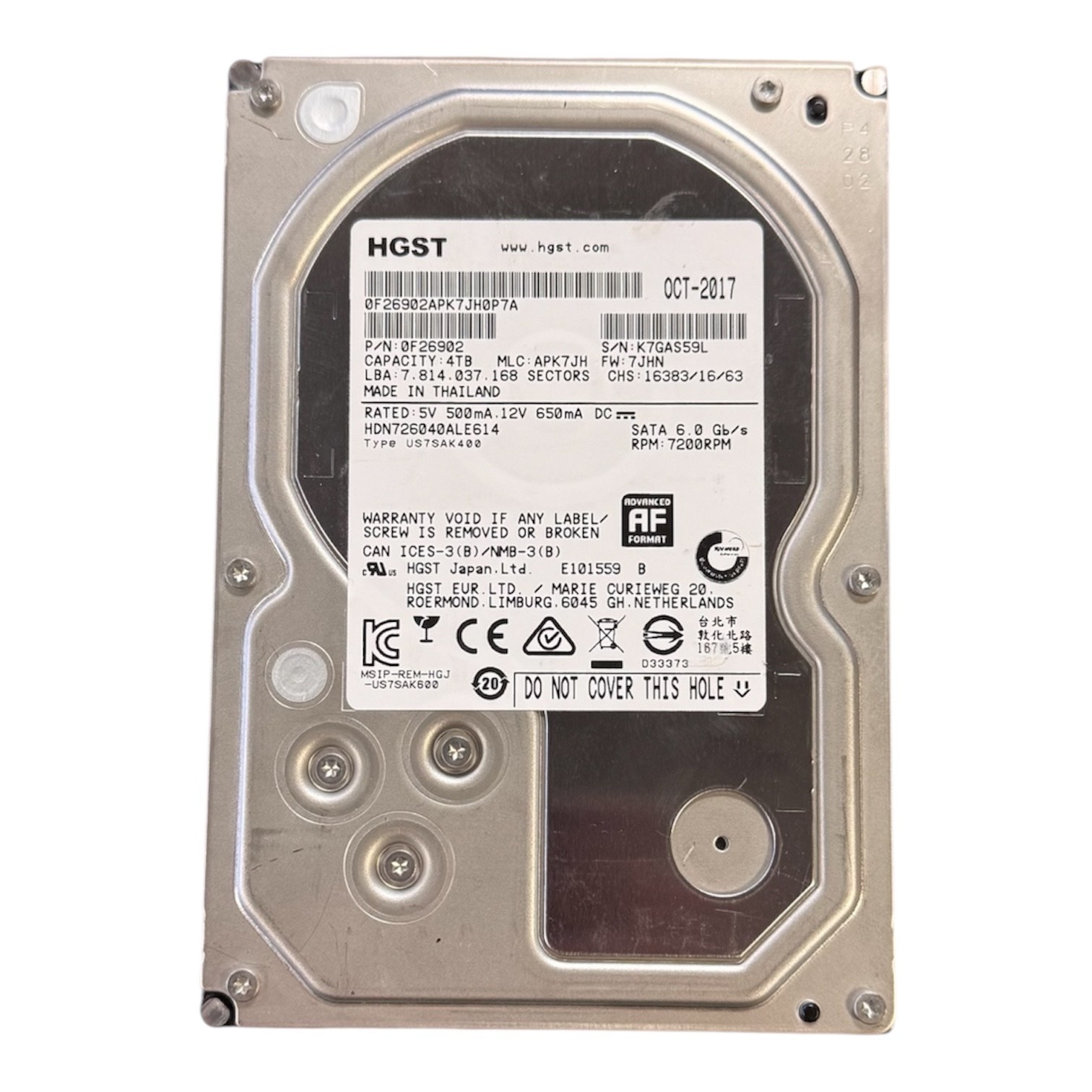 Refurbished HDD - 0F26902 - 4TB - 3.5 inch - SATA-3 - 7200 RPM