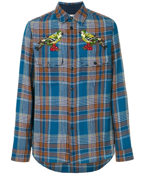 GUCCI（グッチ）の「Gucci - バード刺繍 チェック柄シャツ - men