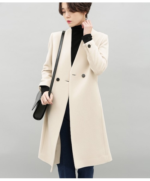 ADAM ET ROPE'（アダムエロペ）の「カシミヤ混Vネックノーカラーコート