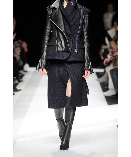 Sacai（サカイ）の「Sacai Wool-blend and leather biker jacket