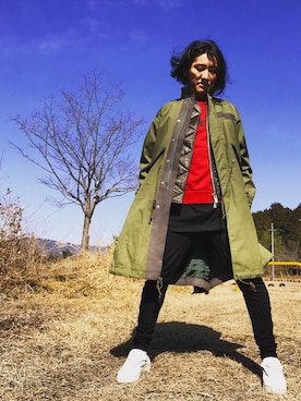 sacai MEN'Sのモッズコート（グリーン系）を使った人気ファッション