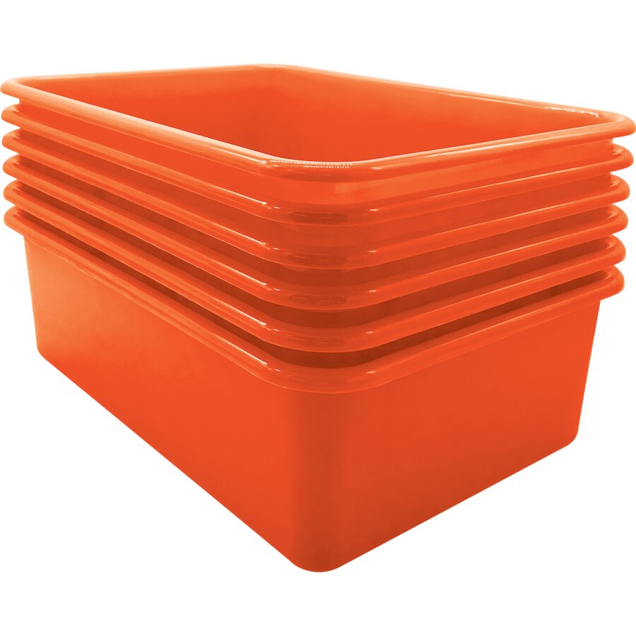 Orange Large Plastic Storage Bin 6 Pack - TCR2088598 | Teacher