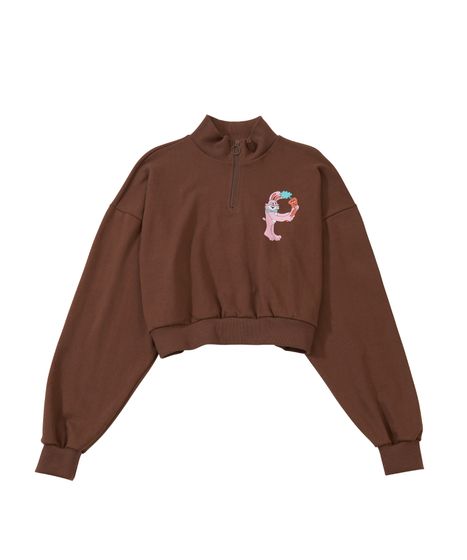 PプリントハーフZIPクロップドスウェット[商品：PN23AW-042-1