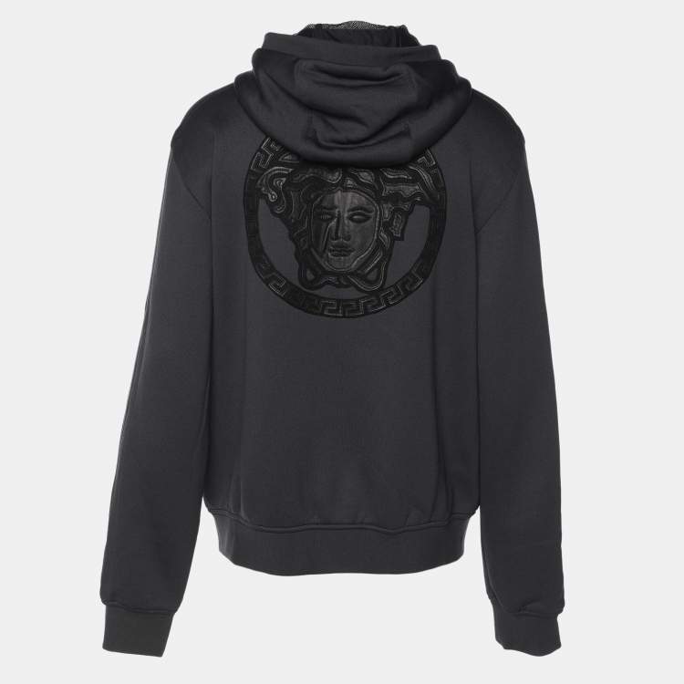 Versace Blue Knit Medusa Patch Detail Hooded Jacket XXL Versace | TLC