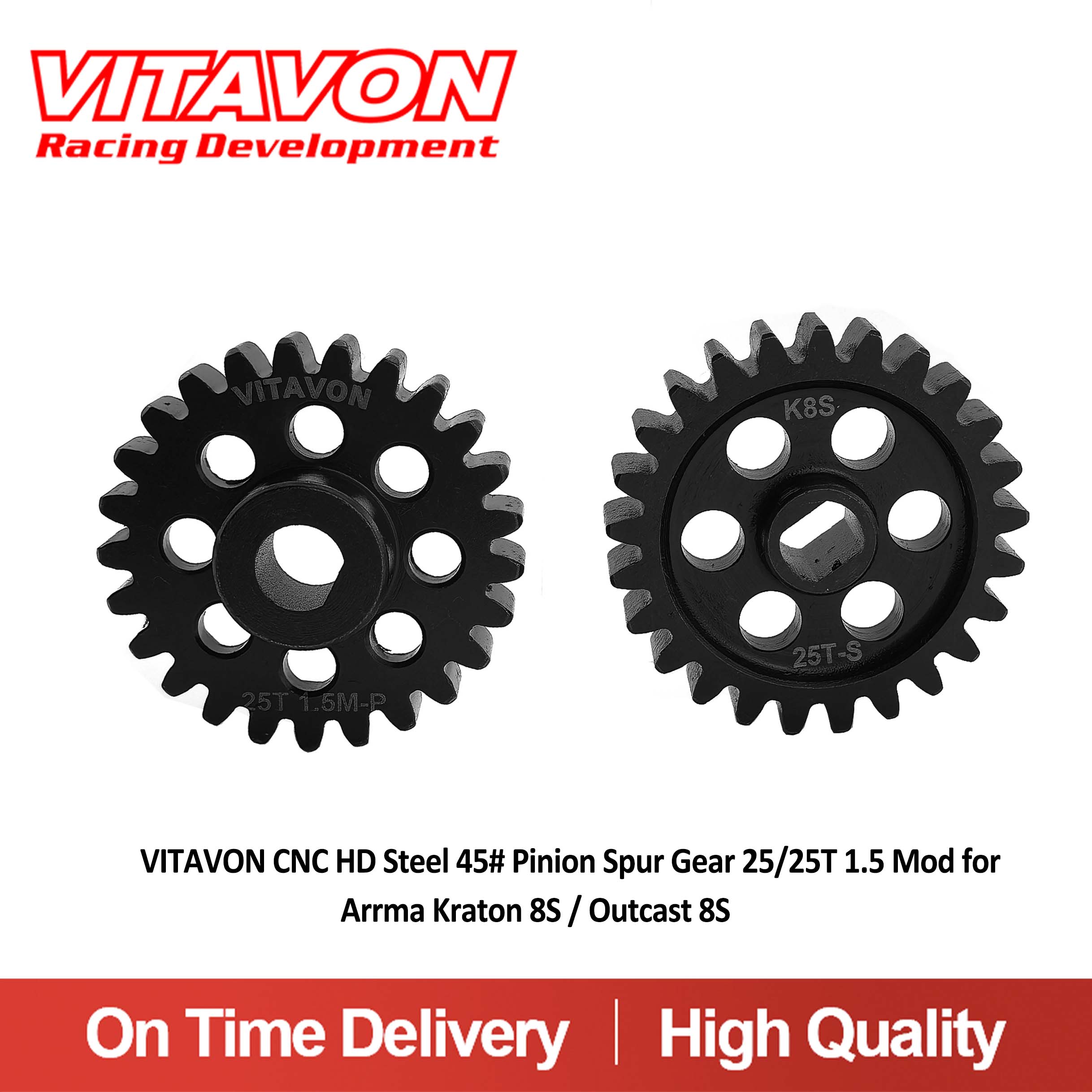 VitavonVITAVON CNC HD Steel 45# Pinion Spur Gear 20/30T 25/25T 25