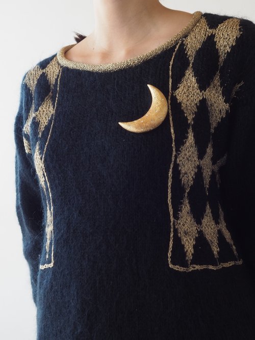 CHRISTIAN DIOR ディオール MOON 月ブローチ ゴールド ヴィンテージ