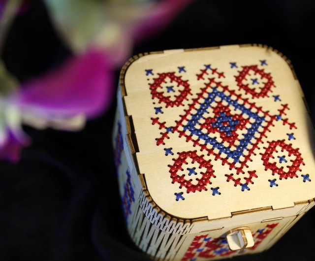 木製ボード刺繍ジュエリーボックス DIY セット木製刺繍クリエイティブ