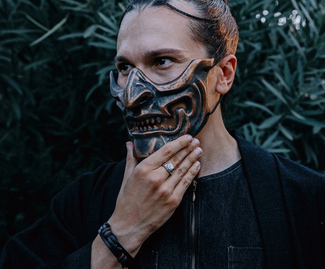 ジョージア 鬼のハーフマスク ブロンズ は 面頬 めんぽう スタイルの