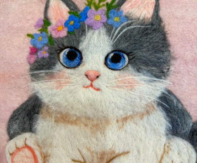 台湾 手作りニードルフェルト 羊毛フェルトショルダーバッグ 猫ちゃん