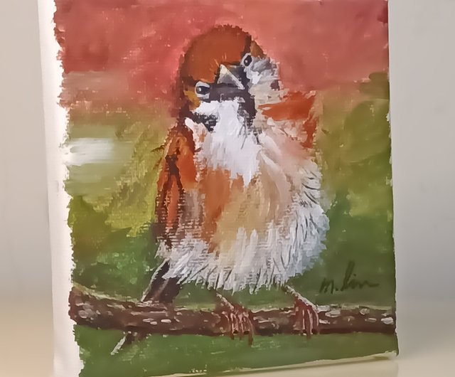 送料無料】台湾 鳥の視線 オリジナル油絵 今しか手に入らないユニーク