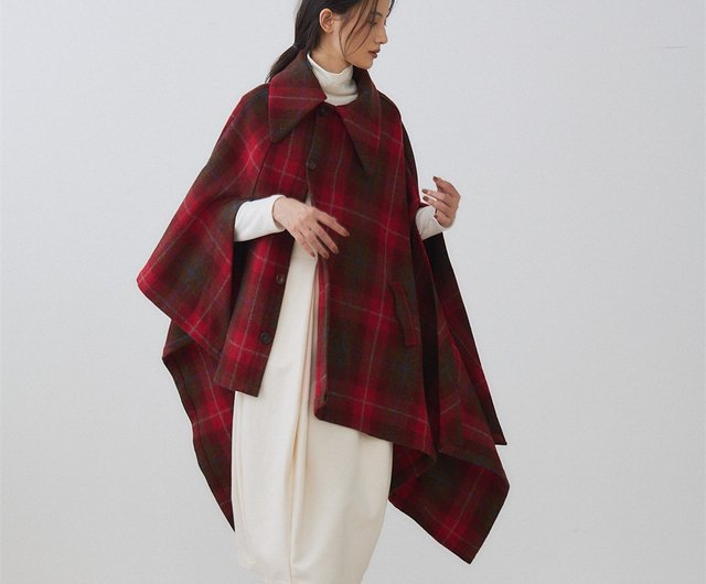 レッドチェック 2色 ジェンダーレス 新年クリスマス ウールチェック柄