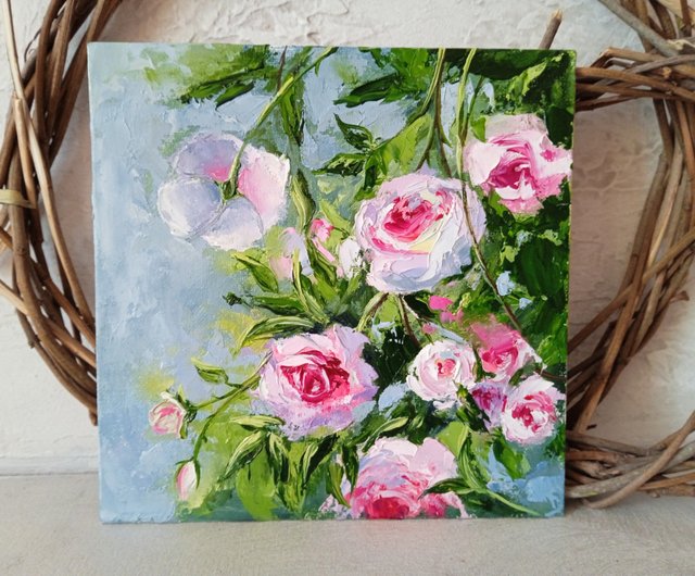 送料無料】ウクライナ 花の絵画 オリジナル油絵 バラの絵画 AboutART