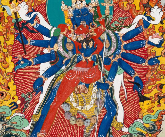 ネパール カーラチャクラ神のタンカ絵画 | ヴィンテージの手描きタンカ