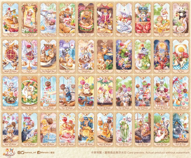 台湾 小動物と美食のタロットカード 78枚セットplus2枚動物 グルメ