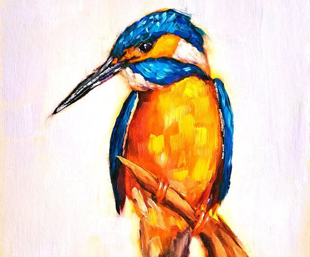 送料無料】ロシア カワセミの絵の鳥のオリジナルの芸術のアメリカの鳥
