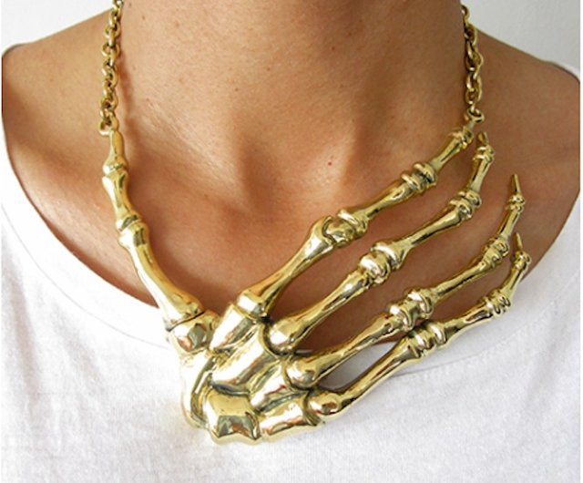 タイ 解剖学 スケルトンハンドネックレス ボーンジュエリー 真鍮製 4