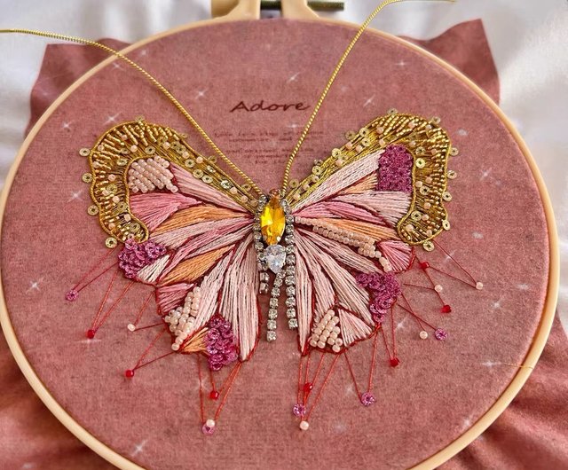 3 Dビーズ刺繍絵画手作りDIYセット蝶ビーズ刺繍額縁絵画ホームセット