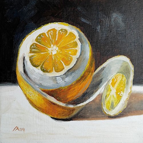 油絵 菅家令子 絵 絵画 インテリア 額付(黒) uF6-063304レモン 器 油絵