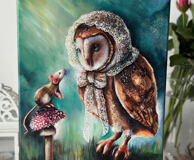 送料無料 10%OFF】スロバキア キャンバスに描かれたフクロウの