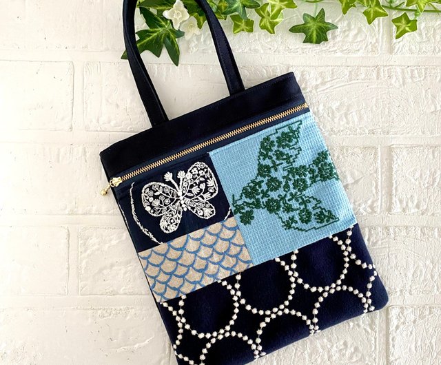 ミナペルホネン パッチワーク 刺繍 バッグ minaperhonen ユーカリの実