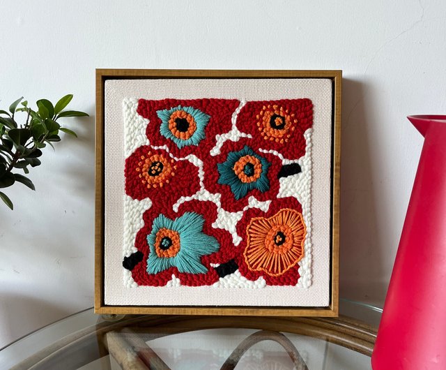 送料無料】ポケ刺繍、手作り毛糸刺繍、装飾絵画、室内装飾絵画、織物
