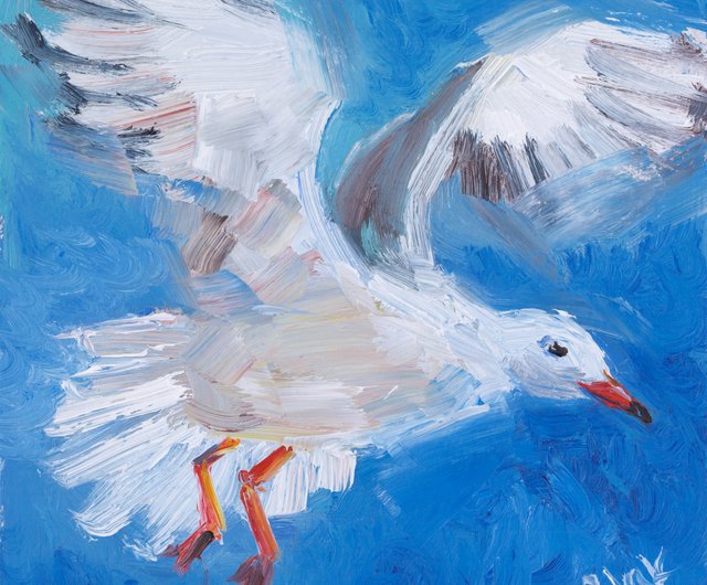 送料無料 10%OFF】ロシア カモメ油絵カモメ原画ハエ鳥アートワークシー