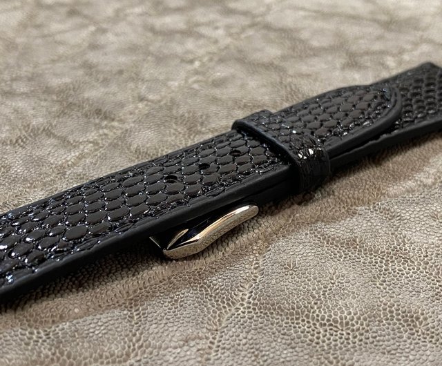 リザードの時計ベルト ブラック 18mm-16mm【スタンダード】フラット型