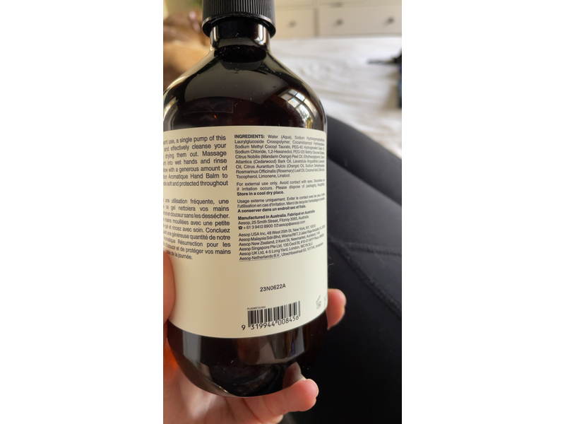 Aesop Resurrection Aromatique Hand Wash, 500ml/17.99oz Ingredients