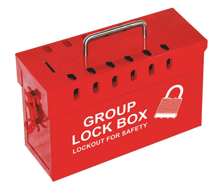 Group Lockout Box, 13-Hole, Steel, Red - ZING Green Safety Products