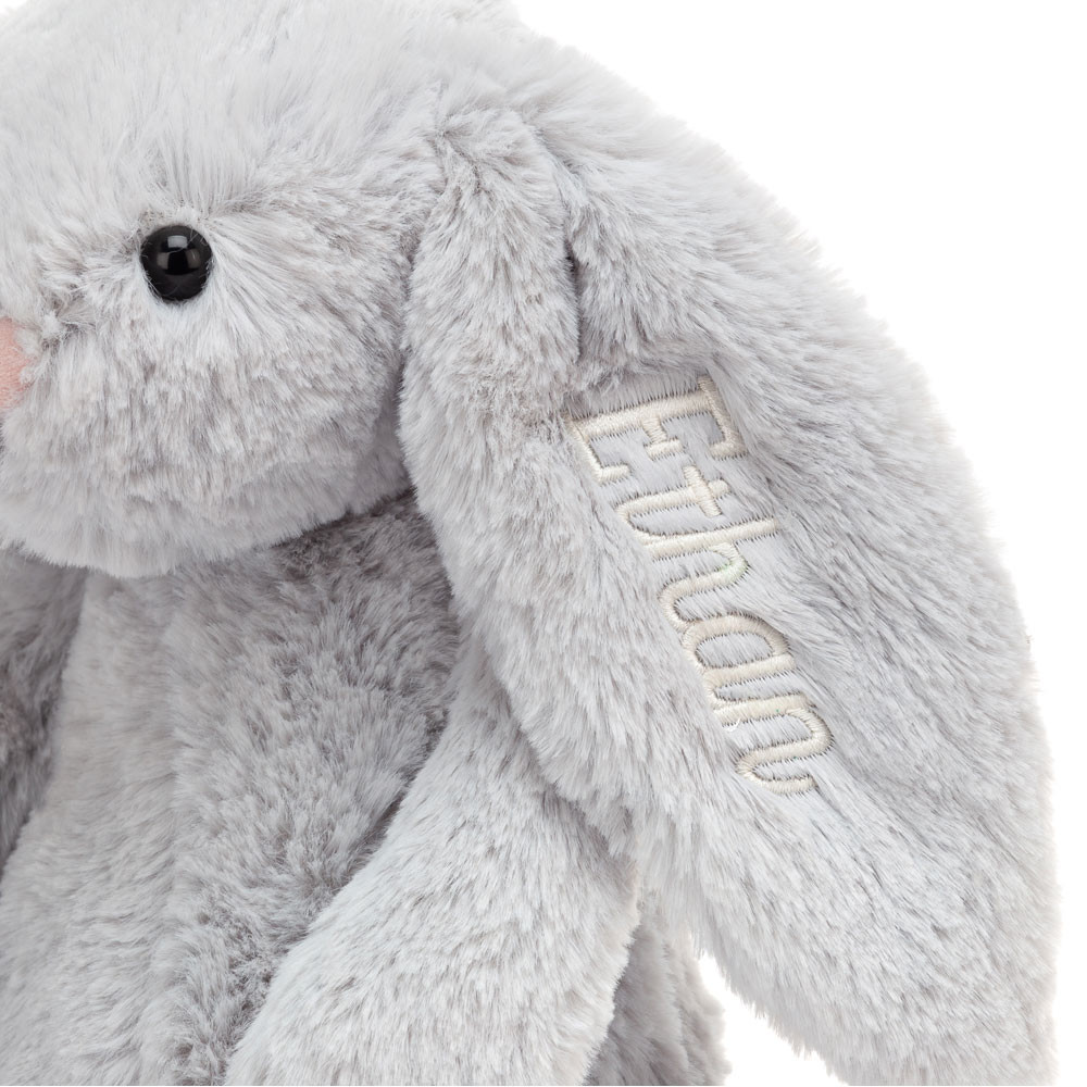 Personalized Bashful Silver Bunny Medium - Official Jellycat