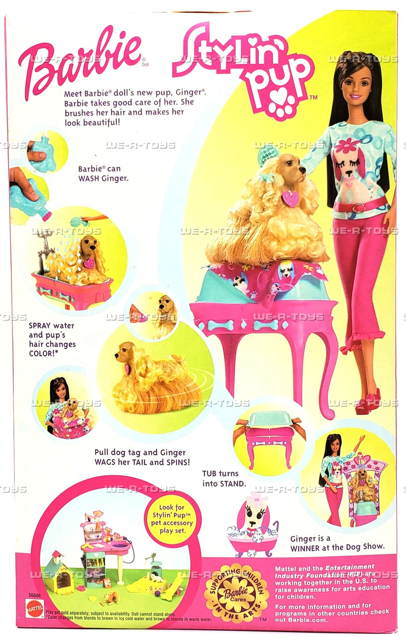 Barbie Stylin' Pup Doll & Color Changing Dog Grooming Set 2002