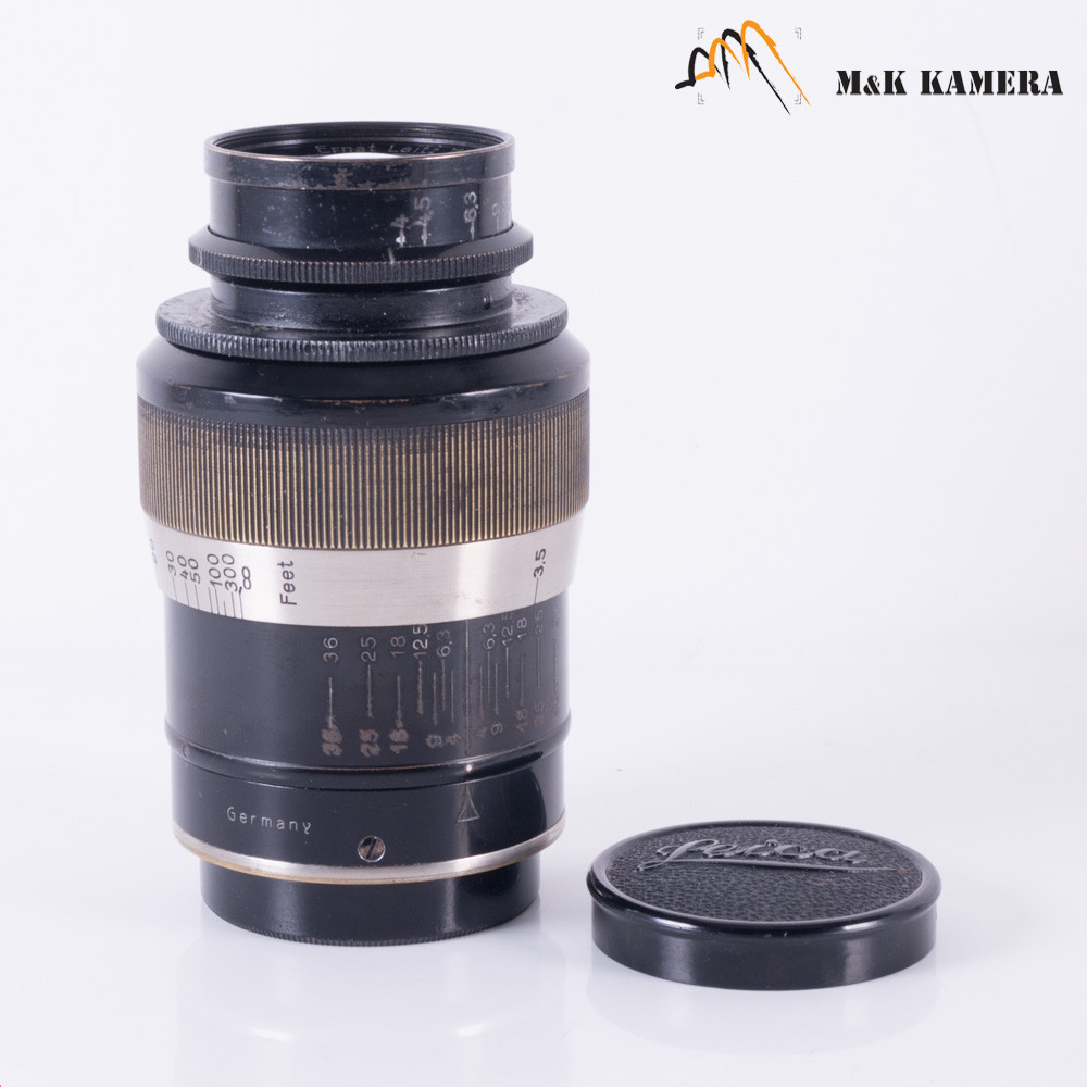 LEITZ Leica Elmar L39 90mm F/4.0 Fat/ Rare Black Paint Lens LTM