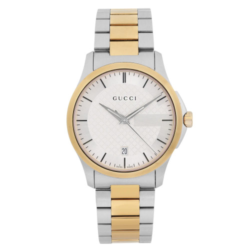 Gucci 5500 XL Two-Tone Steel 38mm Date White Dial Quartz Unisex
