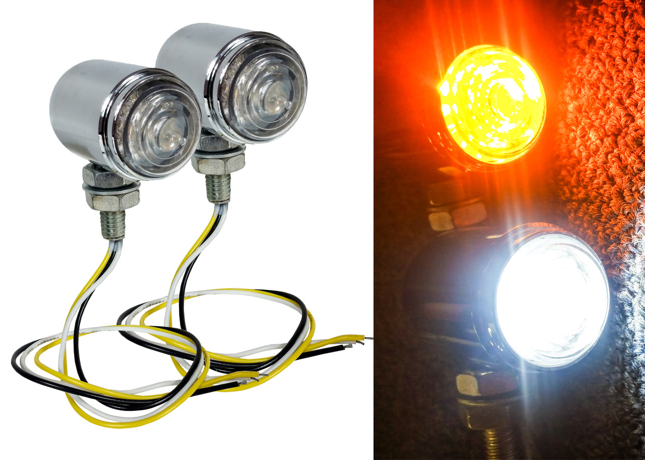Chrome White Amber Dual LED High Output Running Light Turn Signal