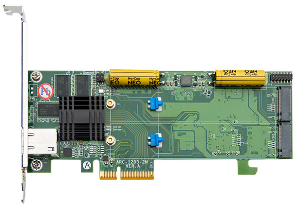 ARC-1203-2N (PCIe 2.0 X4 to M.2 Cached NVMe Hardware RAID Adapter)