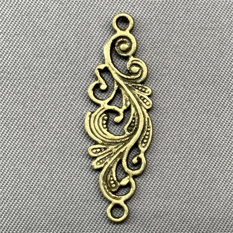 Baroque Scroll Work 2 Loop Links 30x10mm Antique Brass Alloy Q50