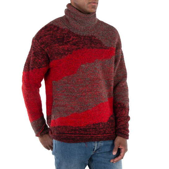 Viridi-Anne Men's Red Reversible Grunge Sweater, Brand Size 2