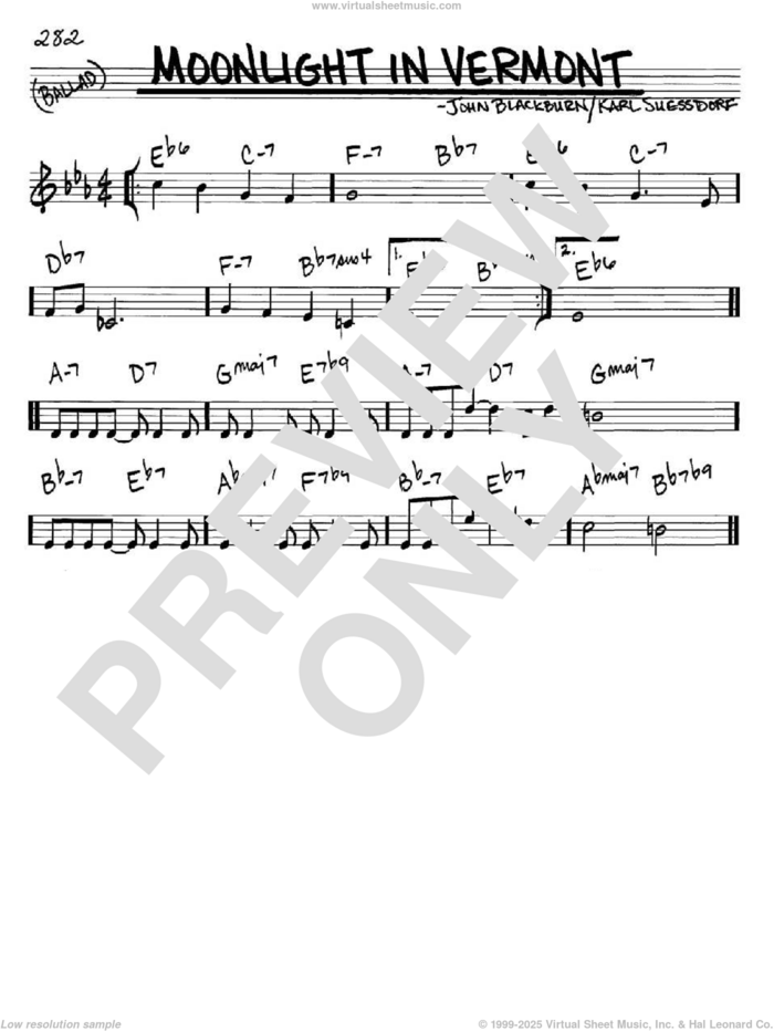 Moonlight In Vermont sheet music (real book - melody and chords