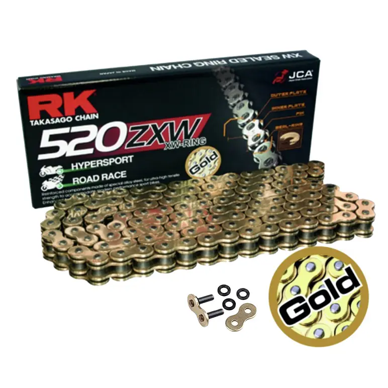 Cadena RK 520 ZXW. Con XW'ring. Dorada
