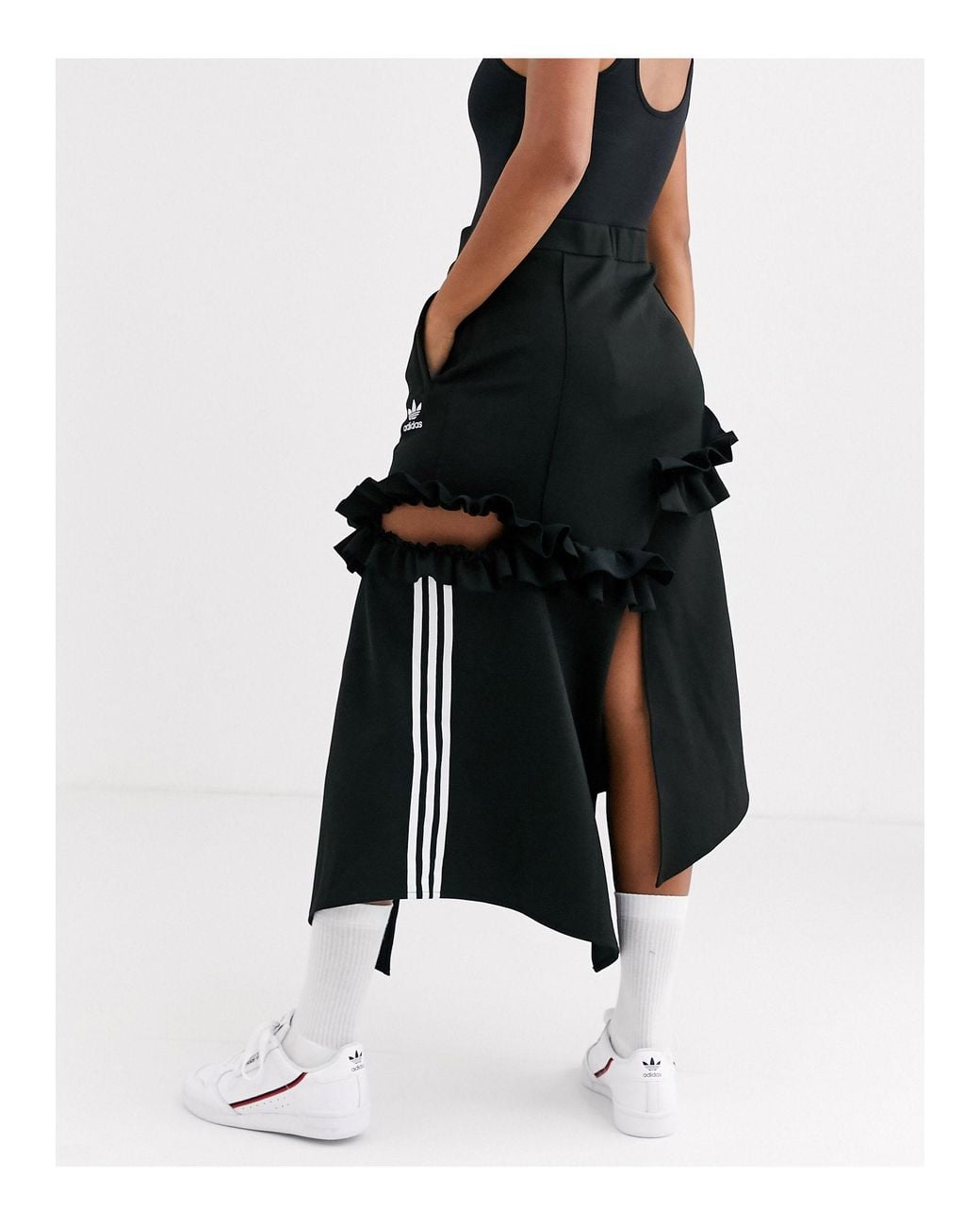 adidas Originals X J Koo Trefoil Ruffle Skirt in Black | Lyst