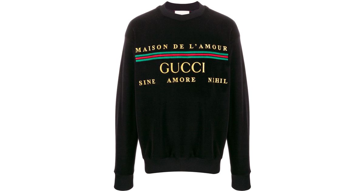 Gucci Maison De L'amour Velvet Sweatshirt in Black for Men | Lyst