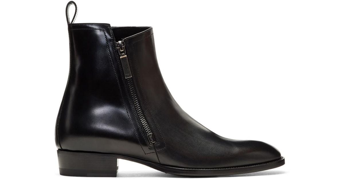 Saint Laurent Black Wyatt Zip Boots for Men | Lyst