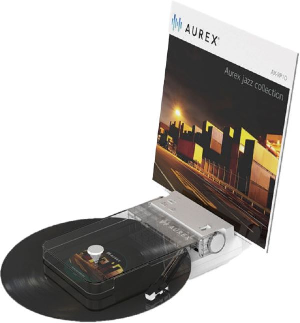 AUREX ポータブル レコードプレーヤー AX-RP10！ジャケットが飾れて心