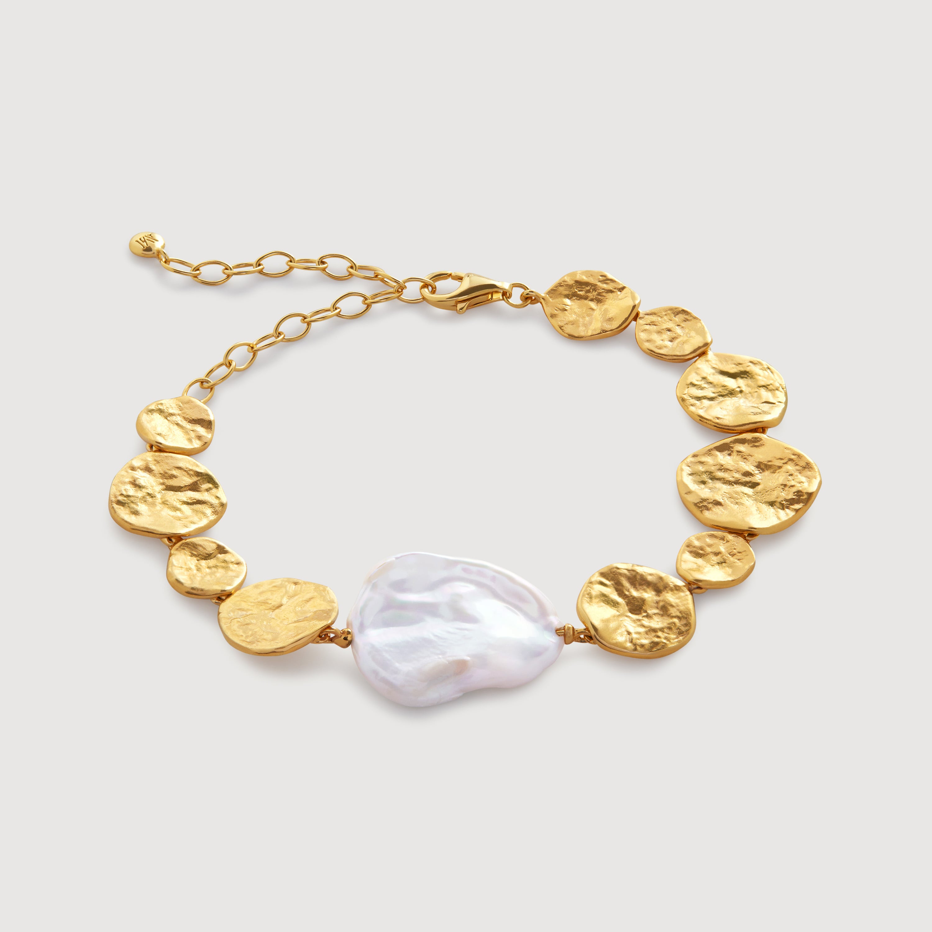 Capri Keshi Pearl Disc Bracelet in 18k Gold Vermeil on Sterling