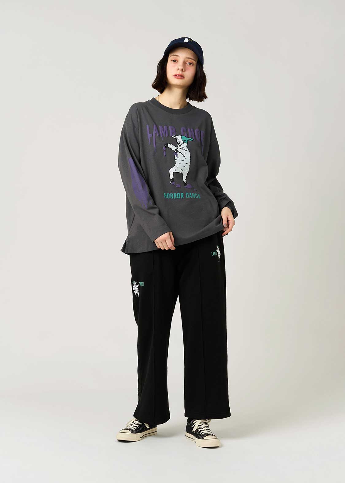 ラムチョップホラーダンス｜ビッグシルエット長袖Tシャツ｜ユニ