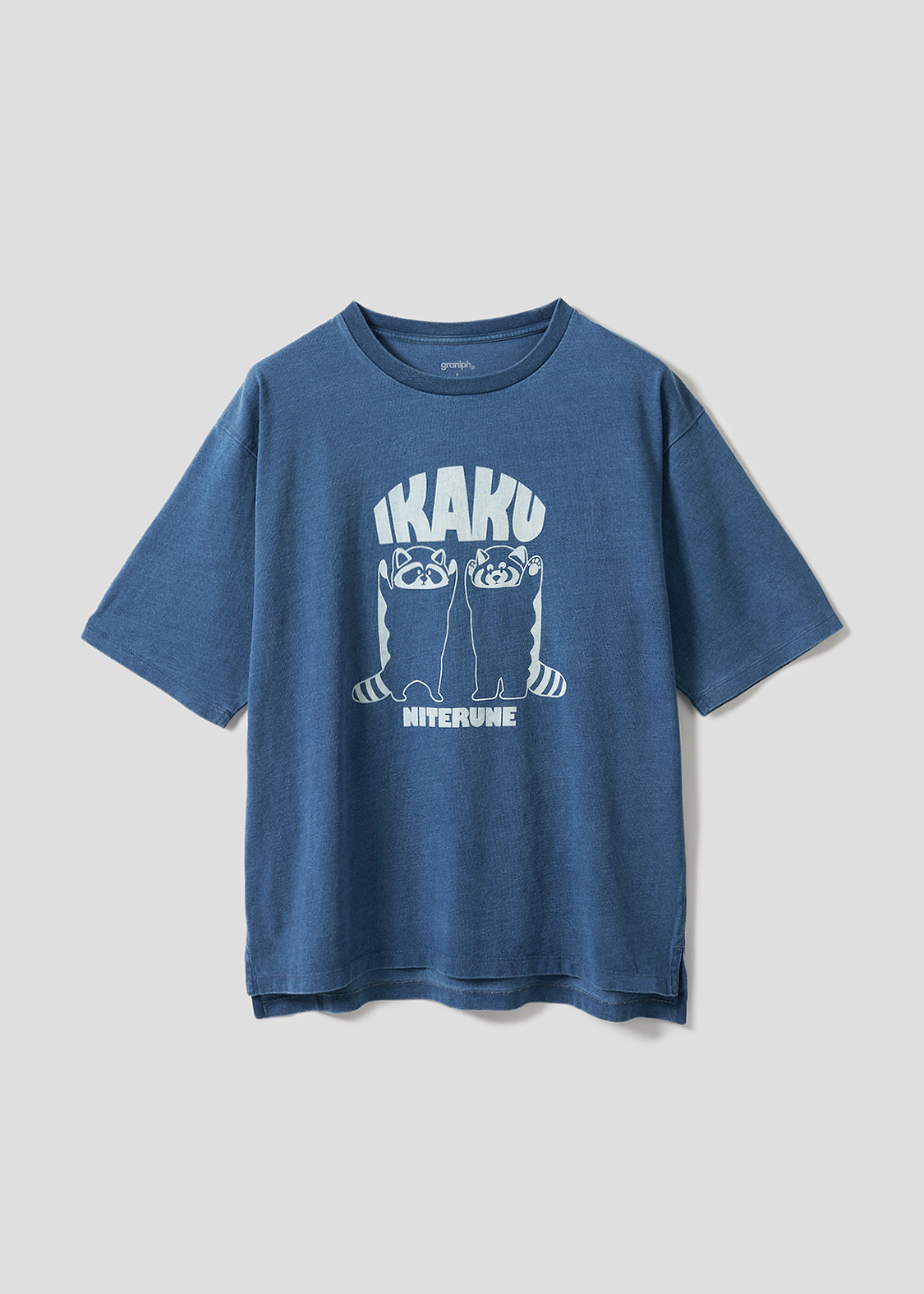 イカクニテルネ｜インディゴビッグシルエットTシャツ｜ユニセックス