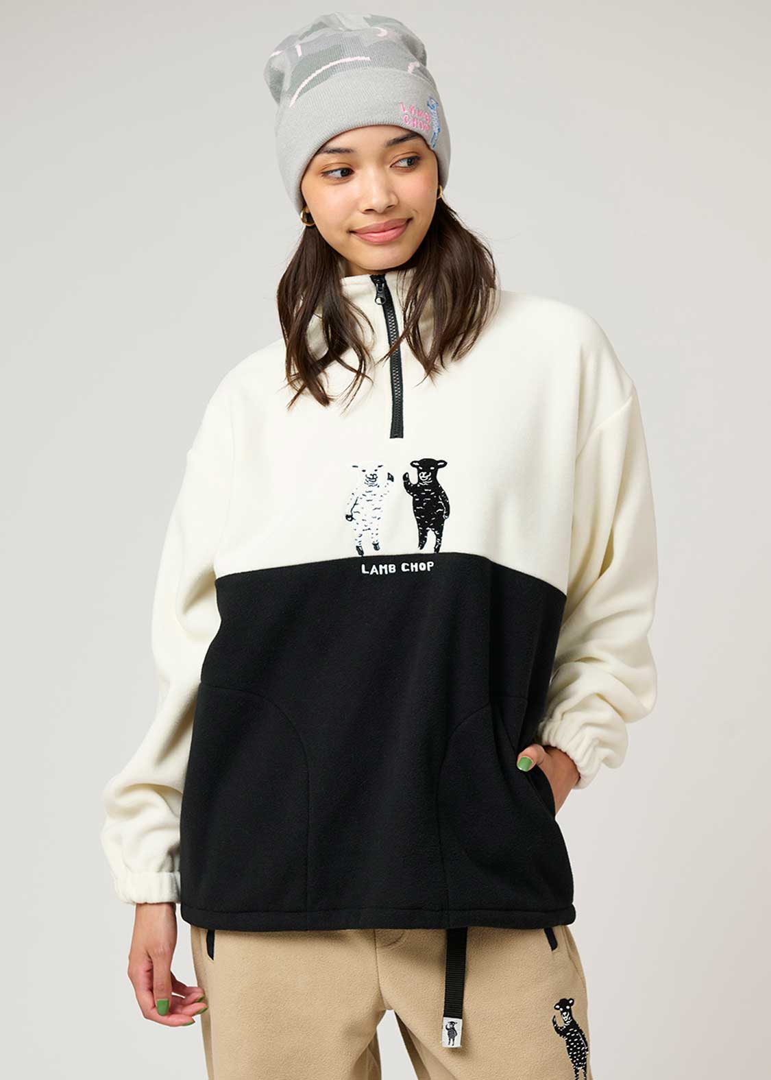 ラムチョップフレンズ｜ハーフジップフリースプルオーバー｜ユニ