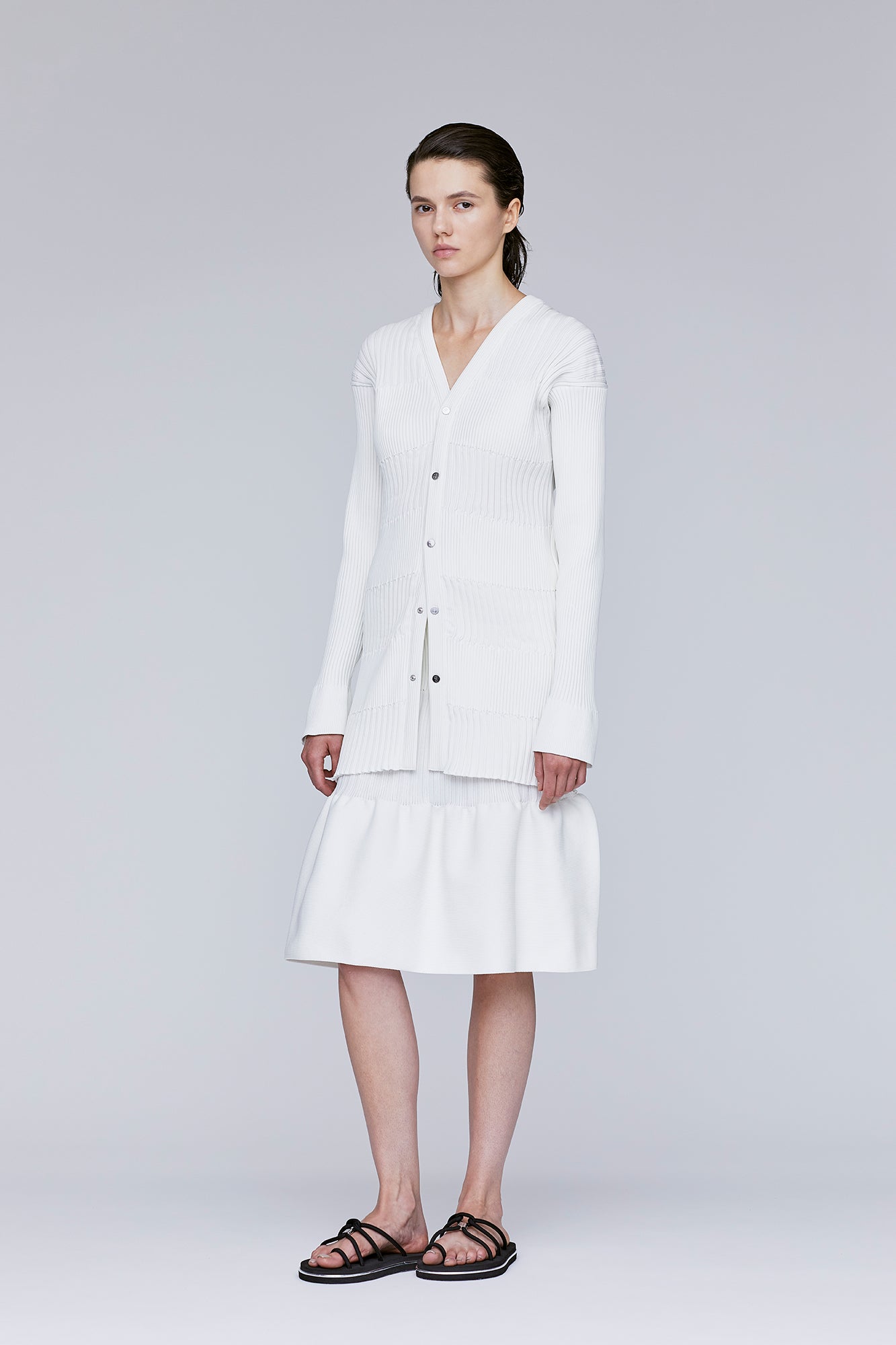 FLUTED LONG CARDIGAN