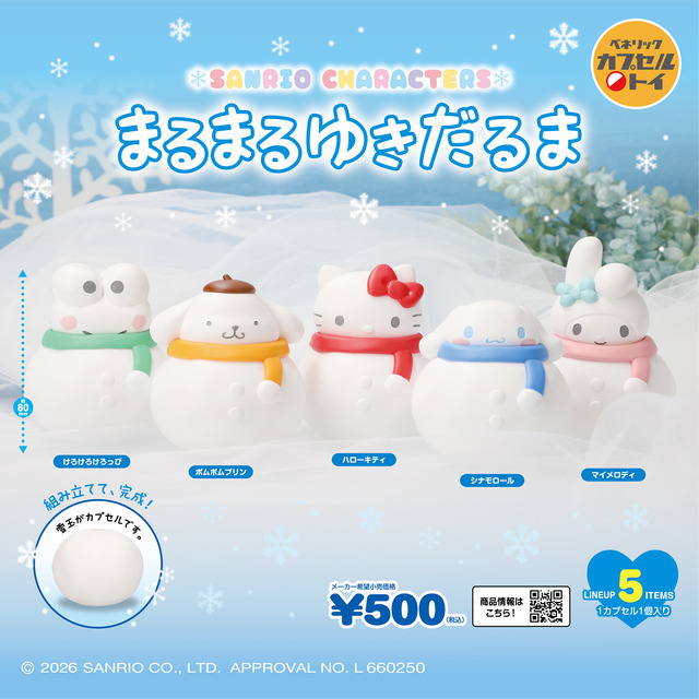 サンリオ」キティ、ポムポムプリンが雪だるまに♪ トランク型チャーム
