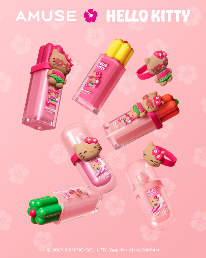 日焼けハローキティ」デザインのコスメ6種が「AMUSE」から発売中